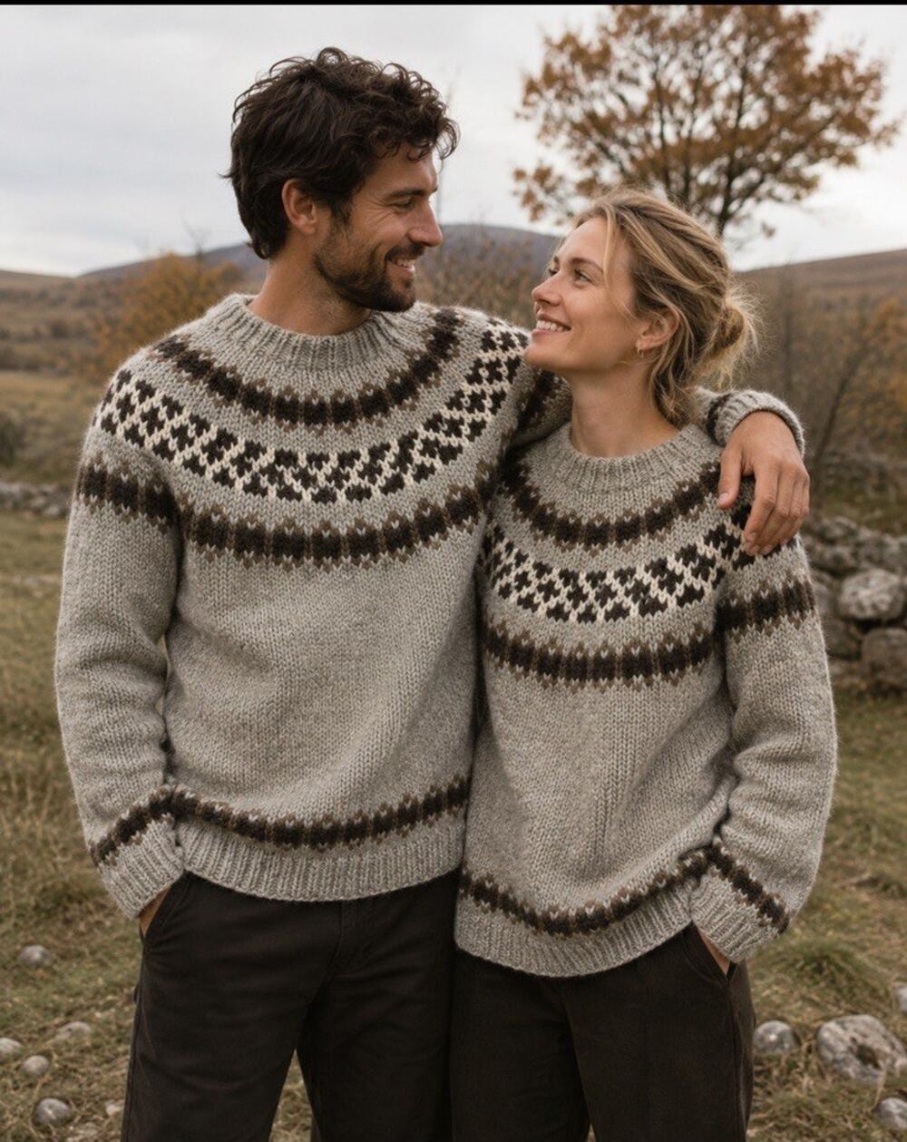 100% Wool Sweater Handmade Unisex Women’s Sz M / Men’s Sz S Fair Isle Nordic